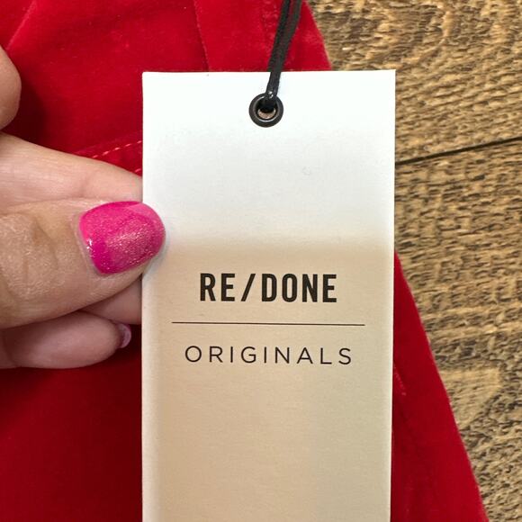 RE/DONE High Rise Ankle Crop Pants in Red Velvet Size 26 NWT - Picture 7 of 9